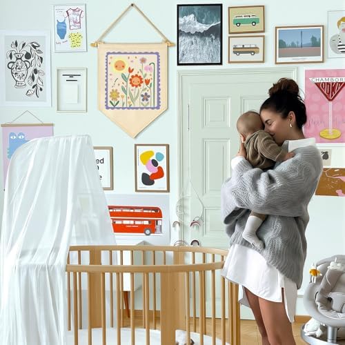 Spring Day-Nursery Wall Decor Gift for Baby Boys Girls Kids-Canvas Hanging Banner Pennant Wall Decor Gift for Nursery Homeschool Baby Room Playroom Reading Room Bedroom
