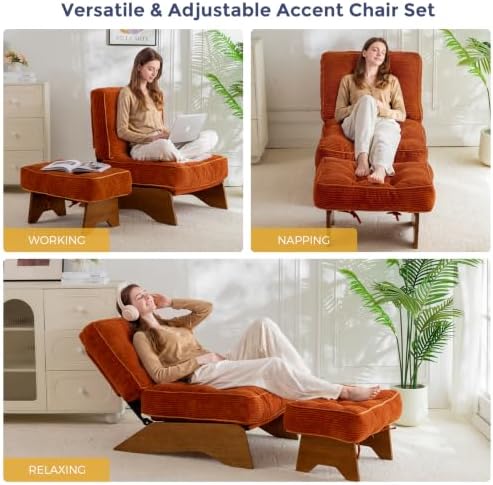 MAXYOYO Accent Chair with Ottoman, Lounge Chair with Adjustable Backrest