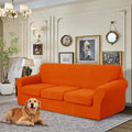 4 Pieces Stretch Couch Cover for Oversized Sofa, Orange