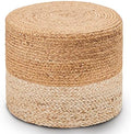 18'' Boho Ottoman Pouf Natural Water Hyacinth Rustic Handmade Lounge Pouffe