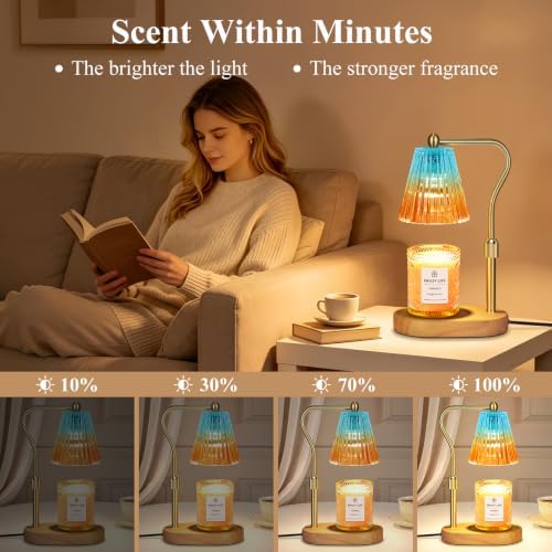 seenlast Blue Red Candle Warmer Lamp with Timer Dimmer Adjustable Height,Mothers Day Gifts,Electric Wax Warmer Vintage Home Decor for Scented Jar Candles,Birthday Gifts for Women