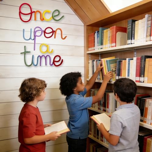 Once Upon A Time Sign Nursery Wall Decor Reading Knitted Wire Word Sign