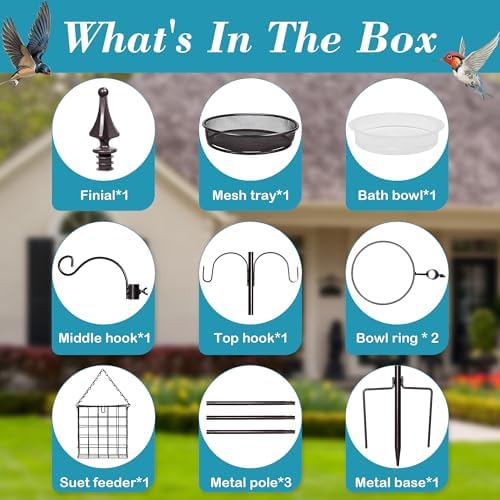 YINGYM Bird Feeder Stand Pole, 77 Inch Bird Feeding Station for Outside
