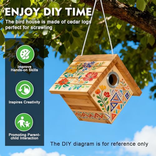 Gtongoko Wren Bird Houses for Outside with 1-1/8" Entrance Log Color 1 Pack