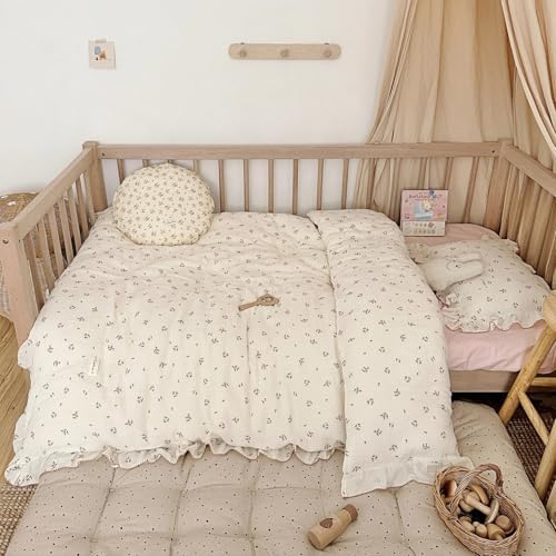 Muslin Crib Duvet Cover with Ruffles, 47"x59",Primrose, No Pillows