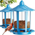 Birdream 2 Pack Bird Feeders for Outdoor Hanging, Assembly Required, 1-Min Easy Setup, Charming Castle Design, Attracting Cardinals Chickadees Goldfinches & Sparrows - Blue