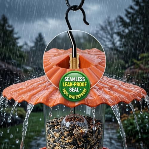 13.5'' Bird Feeder Rain Guard - Bright Dome Shield Umbrella Cover, Squirrel Proof Baffle for Outside Pole & Hanging Standard Wild Bird Feeders, Weatherproof Shatterproof Canopy,(2 Pack, Coffee)