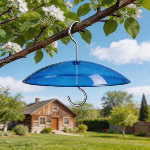 8" Mini Plastic Rain Cover for Bird Feeder, 2-Pack Blue Weather Guard Dome