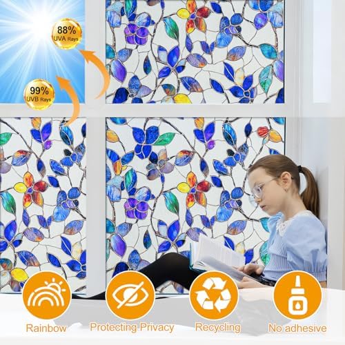 Frosted Privacy Window Film Static Cling Decorative Glass Film45.2x78.7in