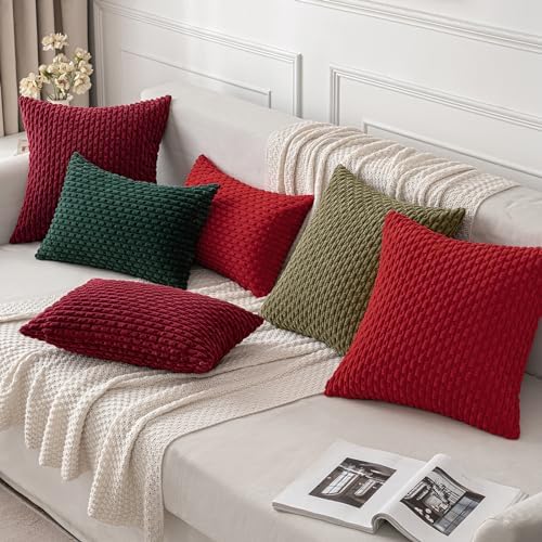 MIULEE Christmas Decorative Throw Pillow Covers 18x18 Dark Green Textured