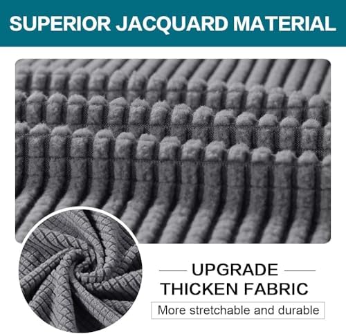 Turquoize 4 Piece Sofa Covers for 3 Cushion Couch Sofa Slipcover Soft Couch Cover for Dogs Washable Furniture Cover with 3 Individual Large Cushion Covers Feature Fabric (Large Sofa, Charcoal Gray)