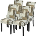SearchI Dining Room Chair Covers Set of 4, Stretch Printed Floral Parsons Chair Slipcovers Removable Washable Kitchen Chair Protector Cover for Dining Room, Hotel, Ceremony (Brown Abstract Pattern)