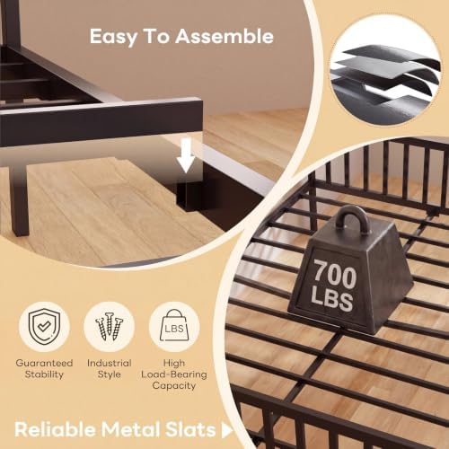 LIKIMIO Daybed with Trundle, House Full Bed Frame for Bedroom, Black