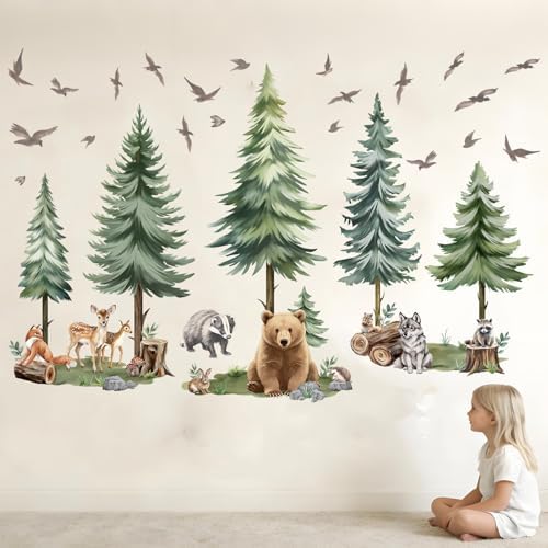 Woodland Animal Wall Decals for Baby: Removable Peel and Stick Vinyl Wall Stickers for Nursery Room Kids Bedroom