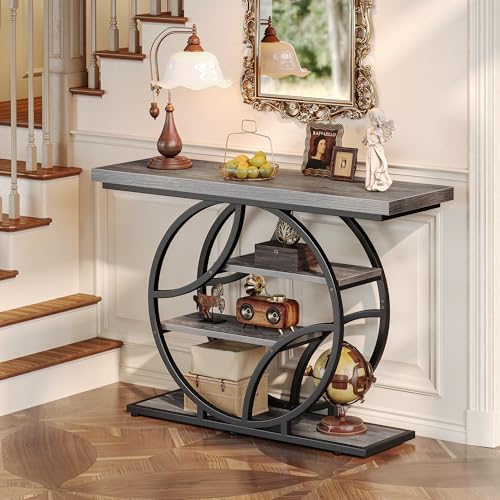 Huuger 41.3 Inch Entryway Table, Console Table with Shelves, Sofa Table