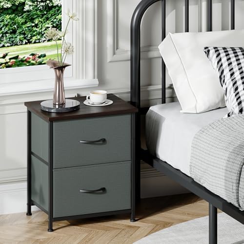 Somdot Night Stand with 2 Drawer, Small Nightstand End Table, Bedside Table
