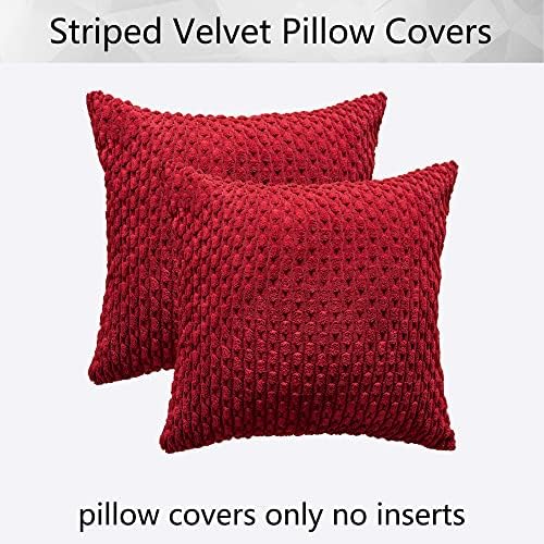 Kevin Textile Soft Corduroy 26x26 Inch Pillow Covers 2 Pack, Burgundy