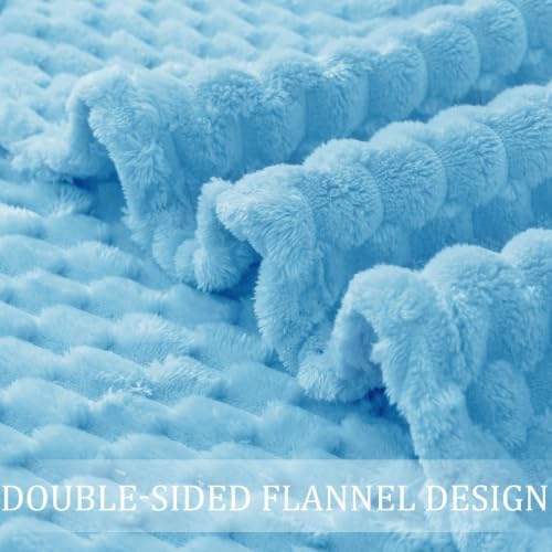 Exclusivo Mezcla Large 3D Fleece Throw Blanket for Couch, Blue