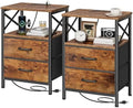Huuger Night Stand with Charger Station, USB-C Port, End Table