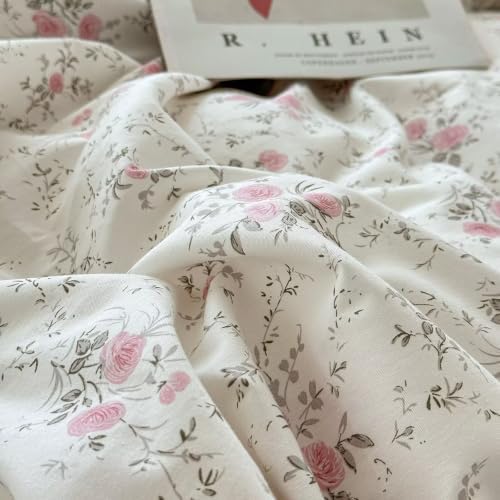 Floral Ruffled Duvet Cover Queen Size 3 Pcs Set,90"×90" Bedding