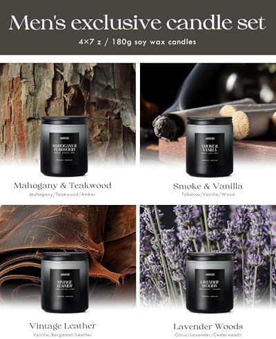 AOOVOO Scented Candles Set - 4 Pack Men Candles for Home Scented