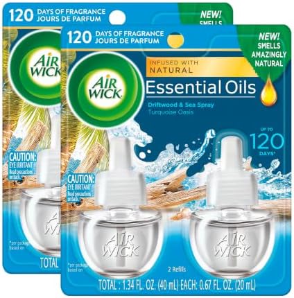Air Wick Plug in Scented Oil Refill, 2ct, Turquoise Oasis, Essential Oils, Air Freshener (Pack of 2)