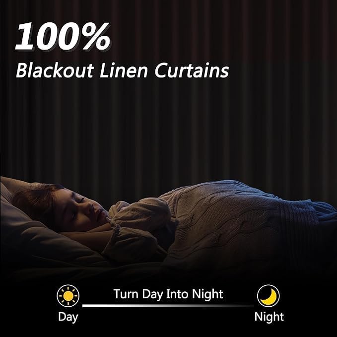 100% Blackout Curtains 90 Inch Length 2 Panels Set - Image 2
