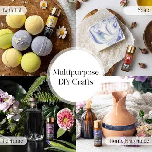 Essential Oil Set, 64 Pcs Fragrance Aromatherapy Oils for Skin, Diffusers, Home Care, Humidifier Laundry, Candle Making - Tea Tree, Sandalwood, Lavender, Vanilla, Eucalyptus and More(5mL)