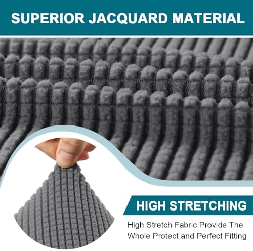 Turquoize T Cushion Chair Slipcover Armchair Slipcover for Living Room Stretch Sofa Couch Cover Soft Armchair Cover Washable Furniture Covers with Individual T Cushion Seat Covers (Chair, Gray)