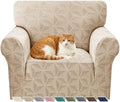 YEMYHOM 1 Piece Stretch Chair Sofa Slipcovers Couch Covers for 1 Seat, Jacquard Armchair Covers with Non-Slip Elastic Bottom, Thickened Furniture Protector for Dogs Pets kids (Small, Khaki）
