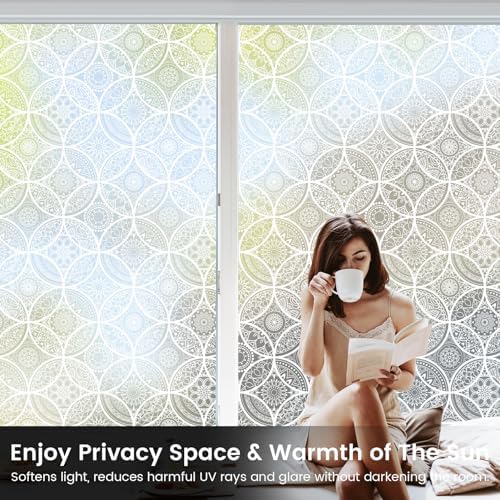 DKTIE Bohemian Stained Glass Window Film Easy to Install 35.4" x 118.1"