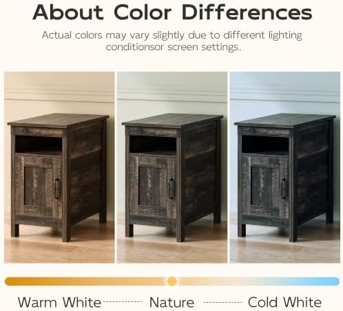 WLIVE End Tables for Living Room & Bedroom w/ Charging, Narrow Nightstand