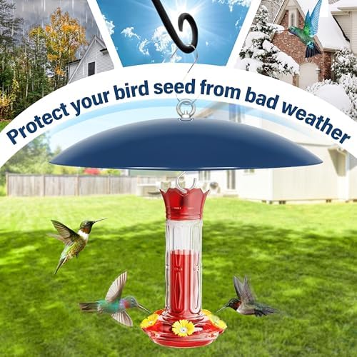 Bird Feeder Dome Guard,Squirrel Baffle for Hanging Feeder,13-Inch Cover for Shepherd's Hook in the Outdoors,Smart Birds Feeder's Umbrella(Blue), 2 Pack