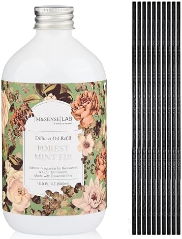 M&SENSE Reed Diffuser Set, Forest Mint Fir, 17oz Natural Essential Oil