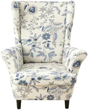 HZDHCLH Wingback Chair Slipcovers 2 Piece Velvet Stretch Washable Cover