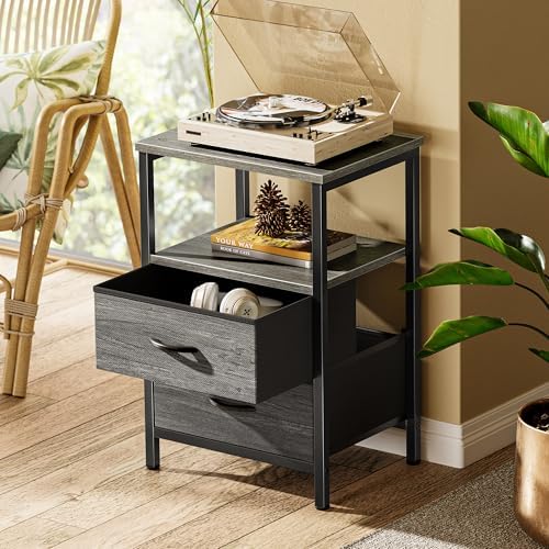 Huuger Night Stand Set of 2, Nightstand with 2 Drawers, Bedside Table