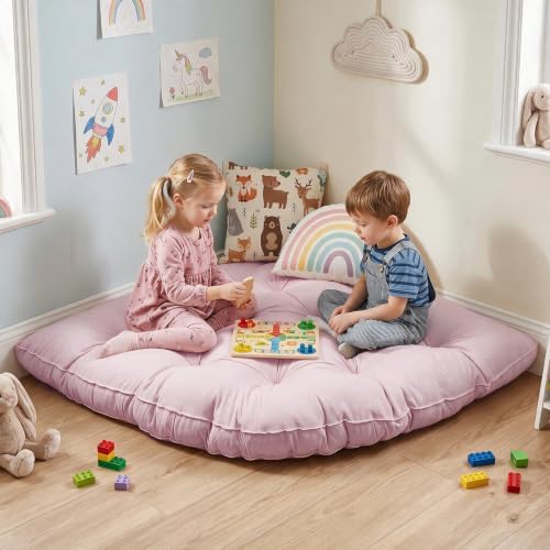 ShowyLive Large Corner Floor Cushion, 39.37" Radius Corner Kids Rug
