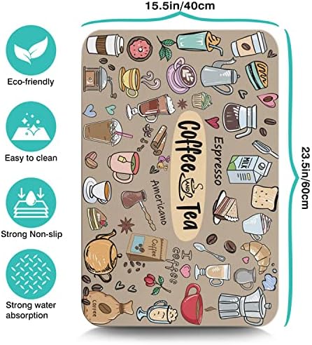 Coffee Bar Mat Accessories for Countertop Super Absorbent Anti-Slip Silicone Dish Drying Mats Kitchen Counter Draining Pad Decor Gift Fit Maker Pot Espresso Machine 23inx15in