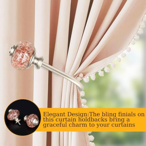 USFOOK Rose Gold Curtain Holdbacks, Decorative Drapery Tiebacks, 1 Pair