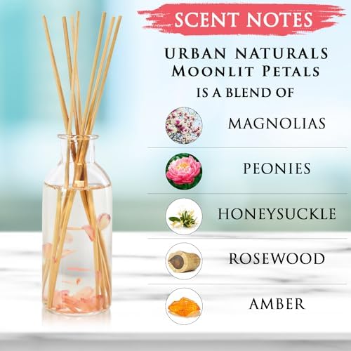 Urban Naturals Reed Diffuser Set, Moonlit Petals - Bathroom Shelf Décor