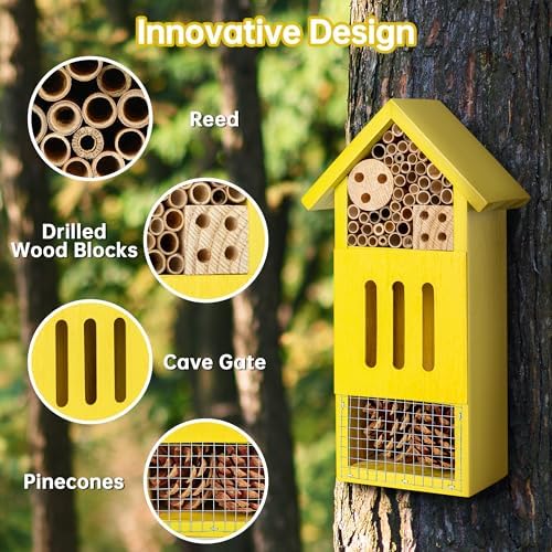 UUMENHA Bee House Bug Hotel & Butterfly House, Wooden Ladybug House