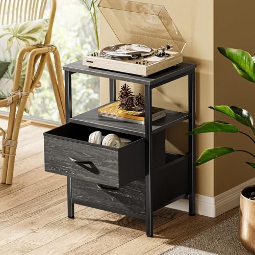 Huuger Night Stand Set of 2, Nightstand with 2 Drawers, Bedside Table