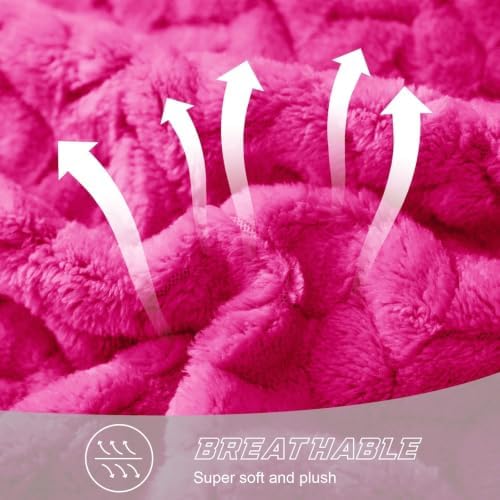 Exclusivo Mezcla Fleece Throw Blanket for Couch Sofa, 50”x70”, Hot Pink
