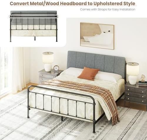 Queen Size Headboard Only-No Assembly Required, Dark Gray