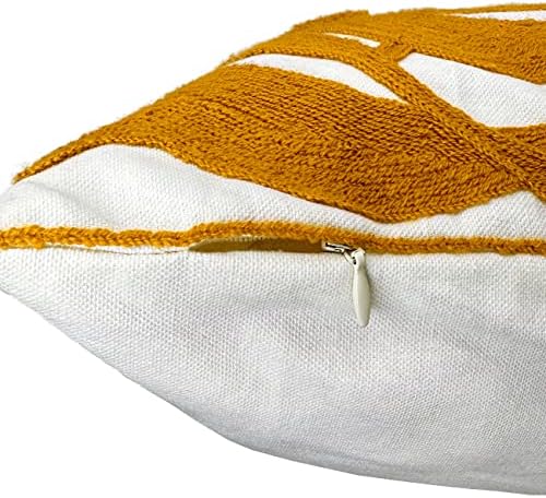 Alysheer Floral Embroidered Throw Pillow Cover 18"x18" 1pc, Mustard Yellow