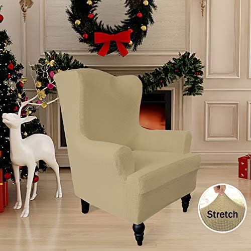 Easy-Going Stretch Wingback Chair Sofa Slipcover Beige