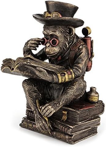 Veronese Design 7 1/2" Steampunk Chimpanzee Scholar Resin Statue Bronze Finish