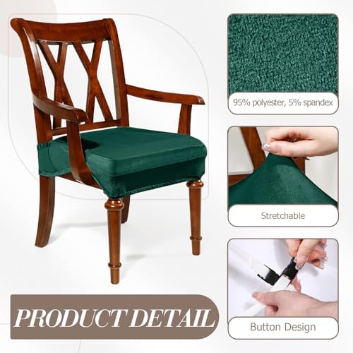 Havawish Extra Wide Dining Chair Seat Covers, Dark Green, Velvet, 1 Pcs