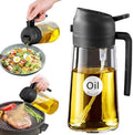 YARRAMATE 16 oz 2-in-1 Glass Olive Oil Sprayer for Cooking, Black