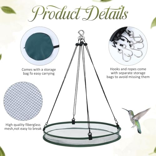 FoldTier 2 Pieces Bird Seed Catcher Tray Hanging Round Mesh,20 Inch